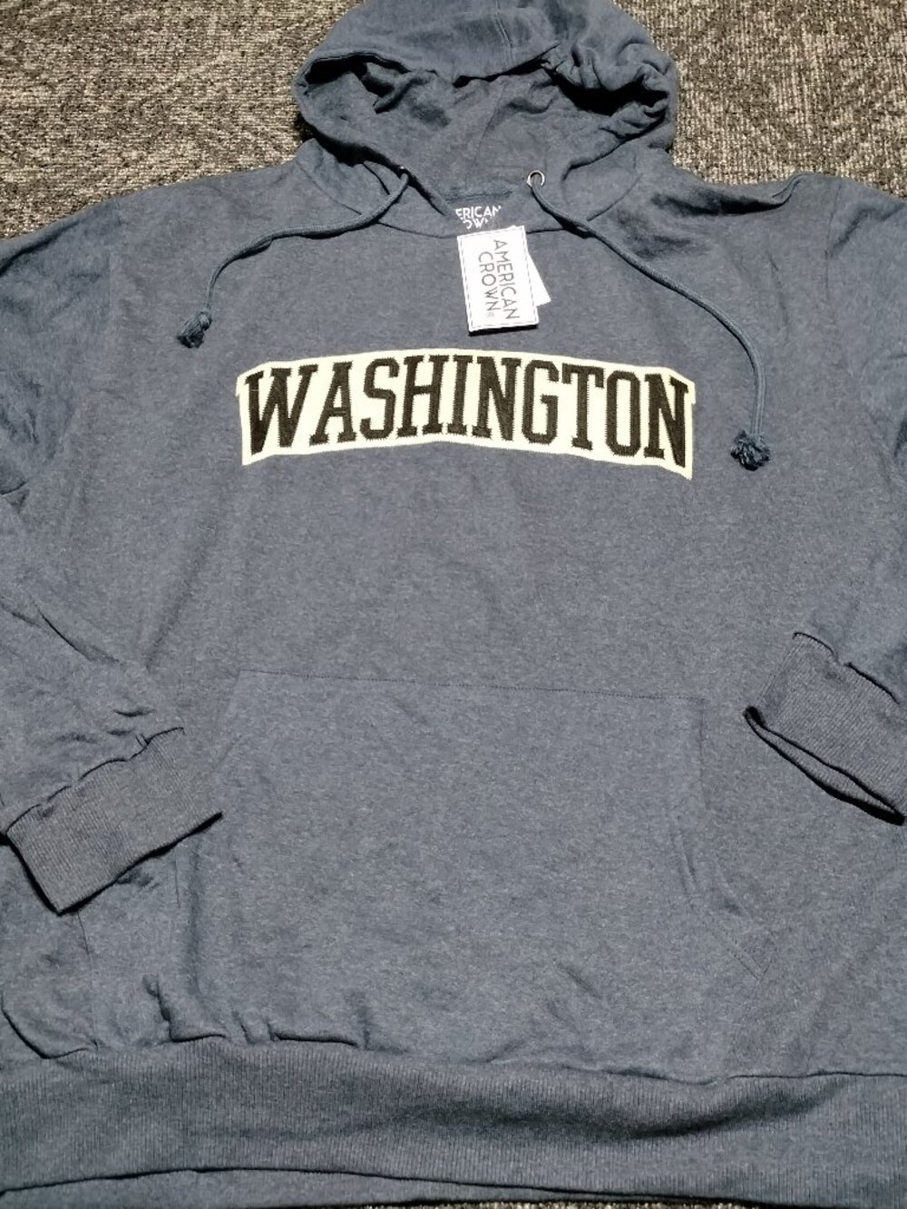 American Crown Men's Embroidered Blue Washington Hoodie XXL Pullover Sweatshirt